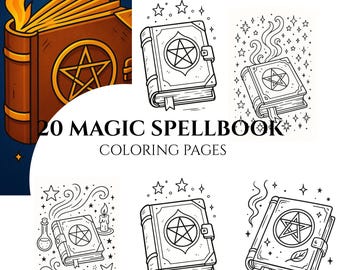 Magical Spellbook Kleurplaten: 20 fantasieontwerpen (afdrukbaar pdf-bestand)