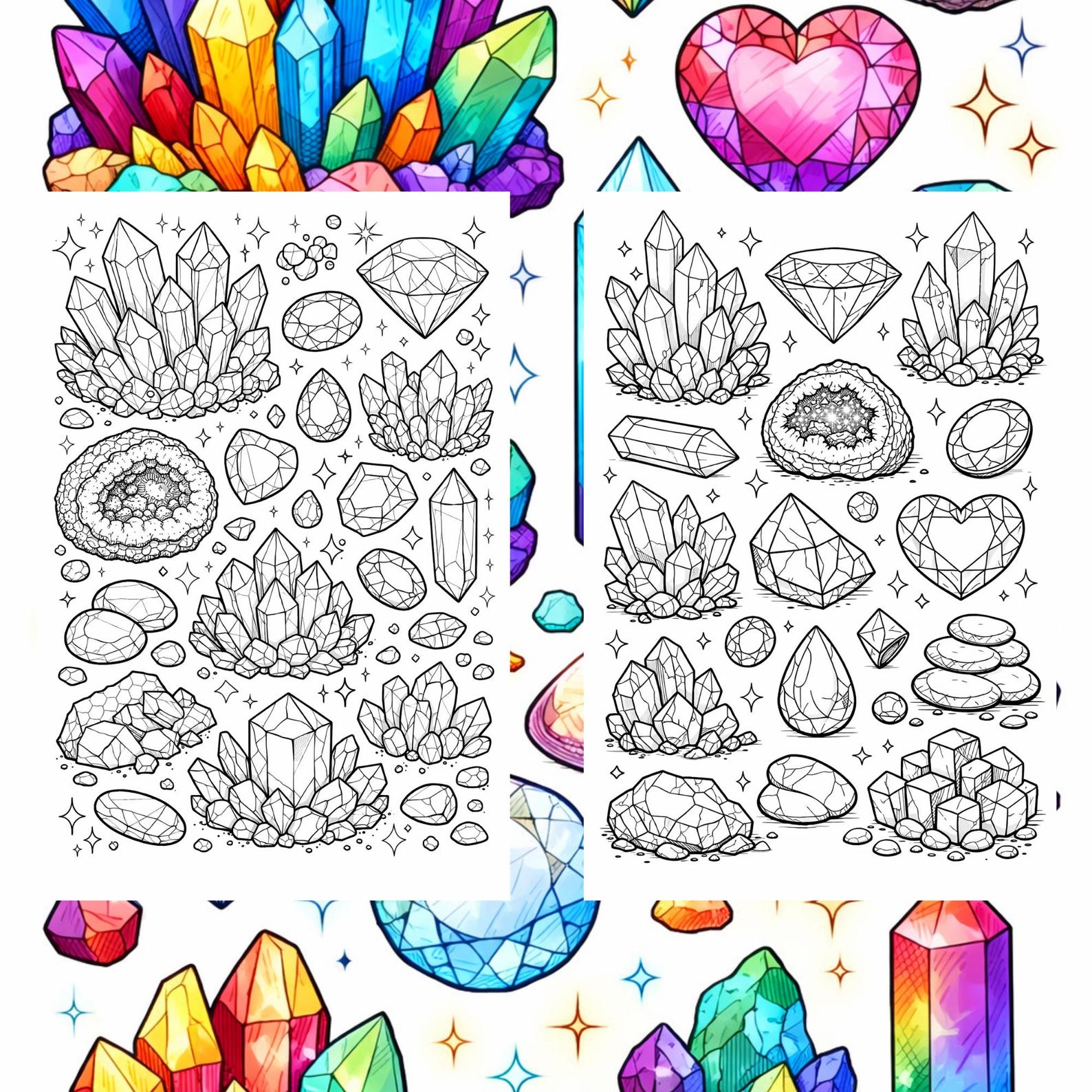Crystals and Gems Coloring Pages - 20 Printable Gemstone Designs (PDF ...