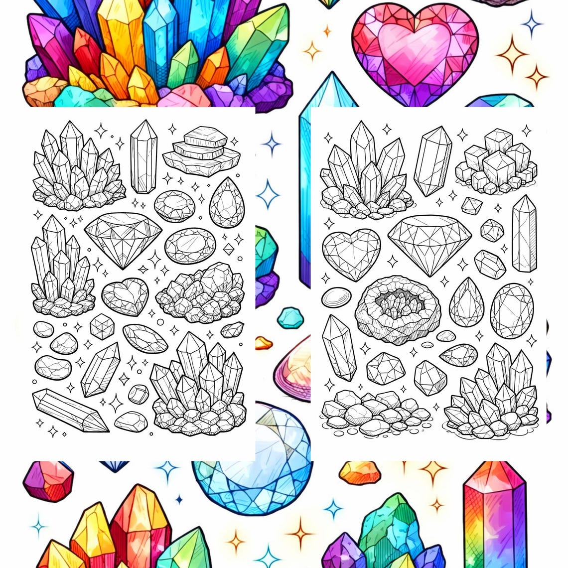 Crystals and Gems Coloring Pages - 20 Printable Gemstone Designs (PDF ...