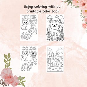 fun color book, kids coloring book, preschool, 13 color pages, PDF, PNG, Digital Download, simple coloring page, baby shower coloring book