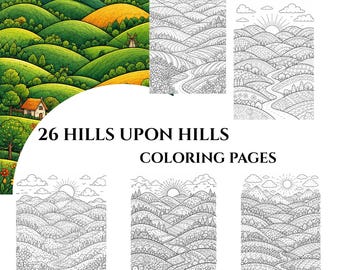 26 Hills Upon Hills kleurplaten – Landschapskunst voor volwassenen (digitale download)