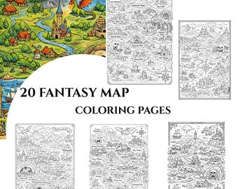 Fantasiekaart kleurplaten - 20 afdrukbare ontwerpen (pdf-bestand)