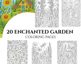 Páginas para colorear de Jardín Encantado: 20 diseños imprimibles (archivo PDF)
