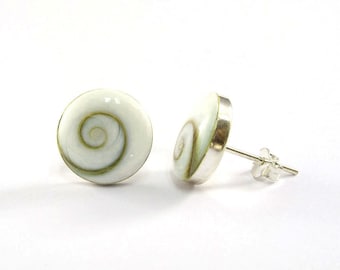 Shiva Eye Stud Earrings, Sterling Silver Bezel, Classic Design