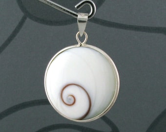 Round Shiva Eye Pendant with 925 Sterling Silver Bail  (20 mm)