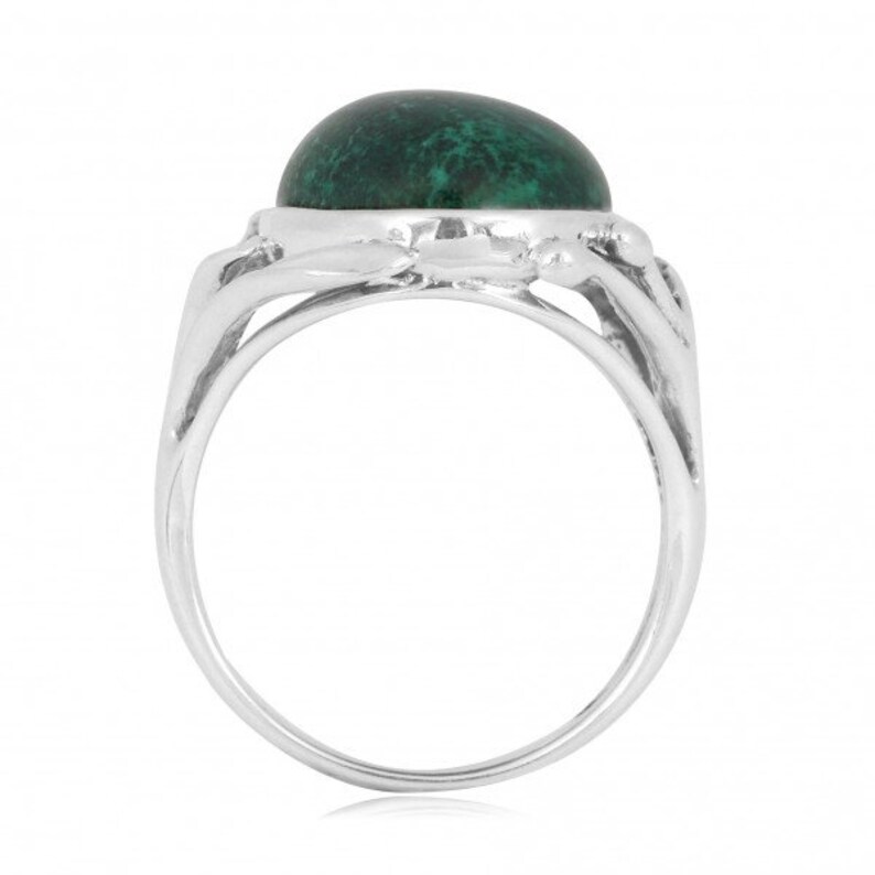 Cocktail silver ring all handmade design and Oval Chrysocolla stone