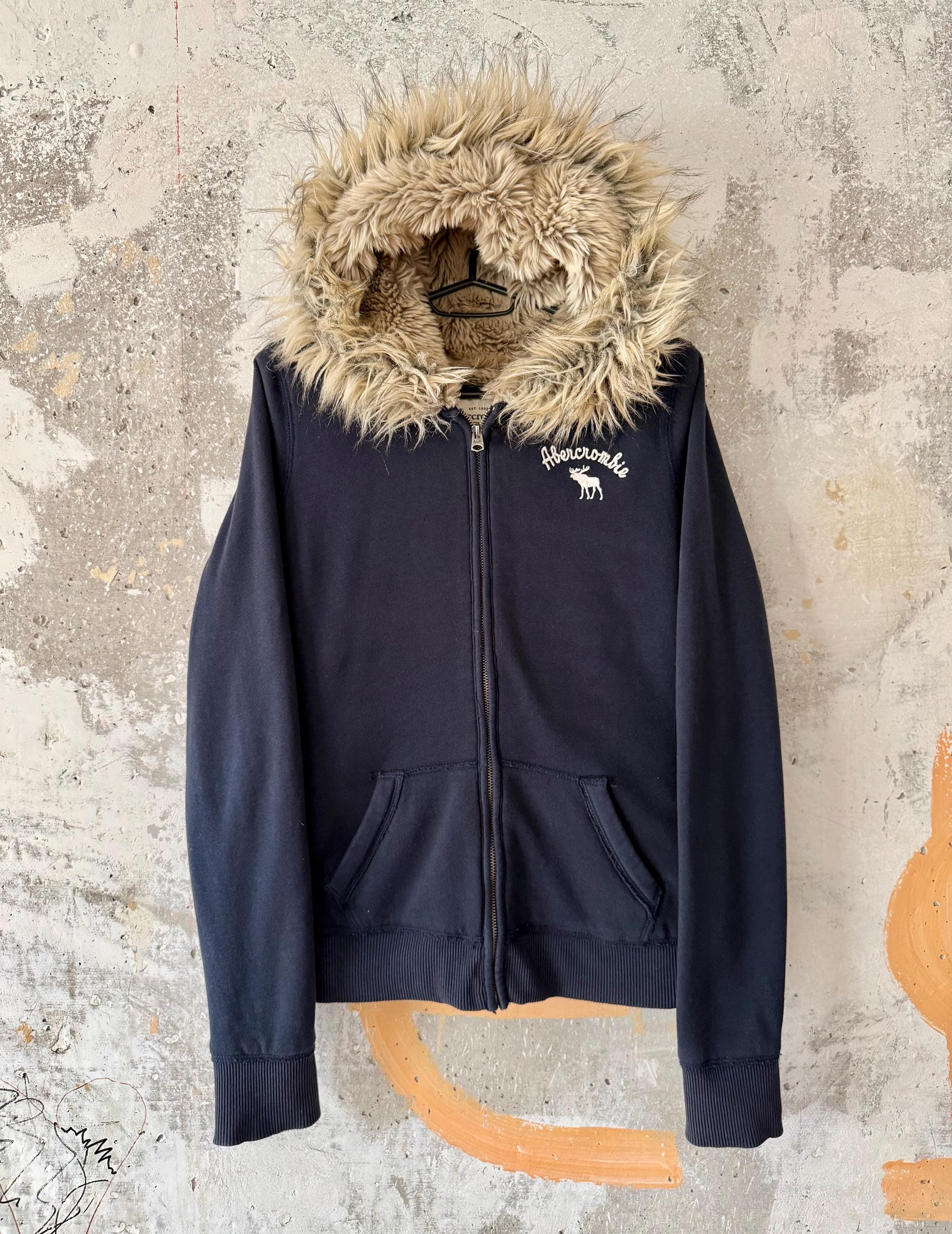 ジャケット・アウター FAUX FUR HOODED HWC ZIP HOODIE NAVY Faux Fur Zip Hoodie Hollister - Etsy