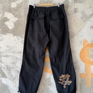 Jack Jones Maharishi Style Embroidered Logo Dragon Blue Light Parachute Pants Size L Japanese Style