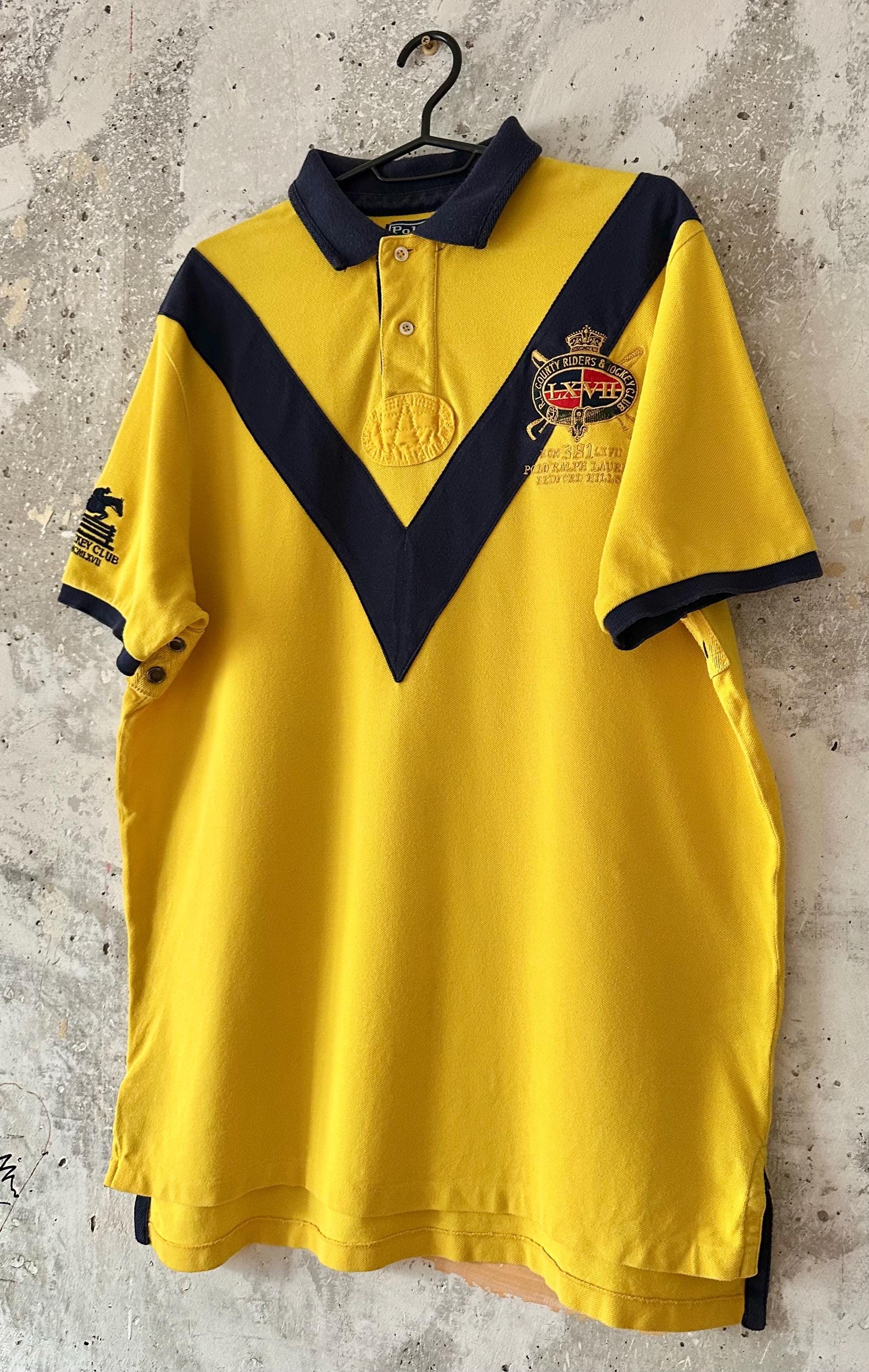 90s Polo Ralph Lauren Rugger shirt ビックロゴ 90S Vintage Polo Ralph Lauren Yellow Black Big Logo Rugby T-shirt
