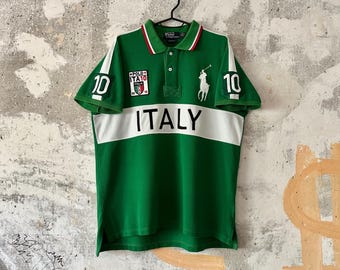 90S Vintage Polo Ralph Lauren Italy Green White Big Logo