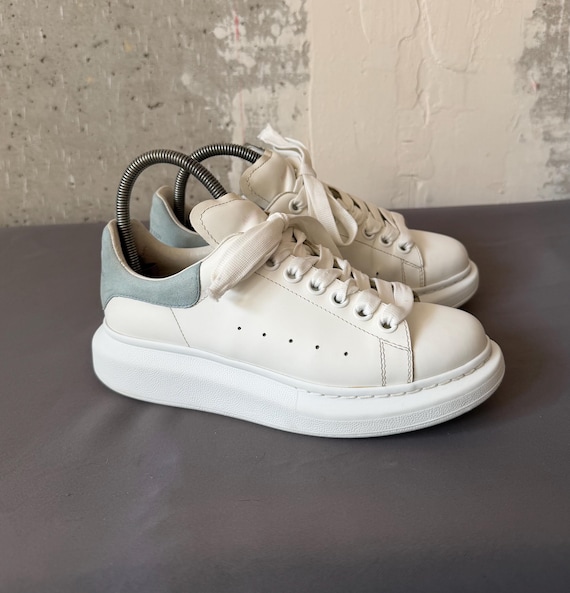 Alexander McQueen Oversized Leather Sneaker White Low -Top Sneaker Shoes Streetwear Style Size 37 Y2K