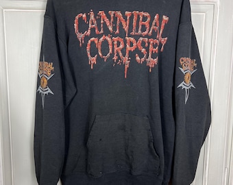 vintage cannibal corpse hoodie 90s size L