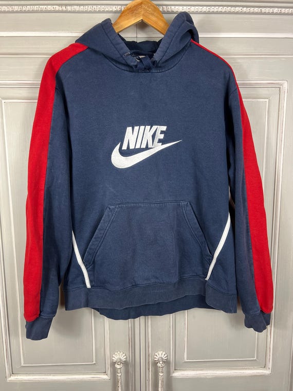 navy blue and red nike hoodie