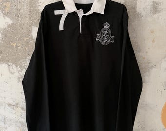 Vintage Y2K Polo Ralph Lauren Rugby Shirt – Navy & White Striped