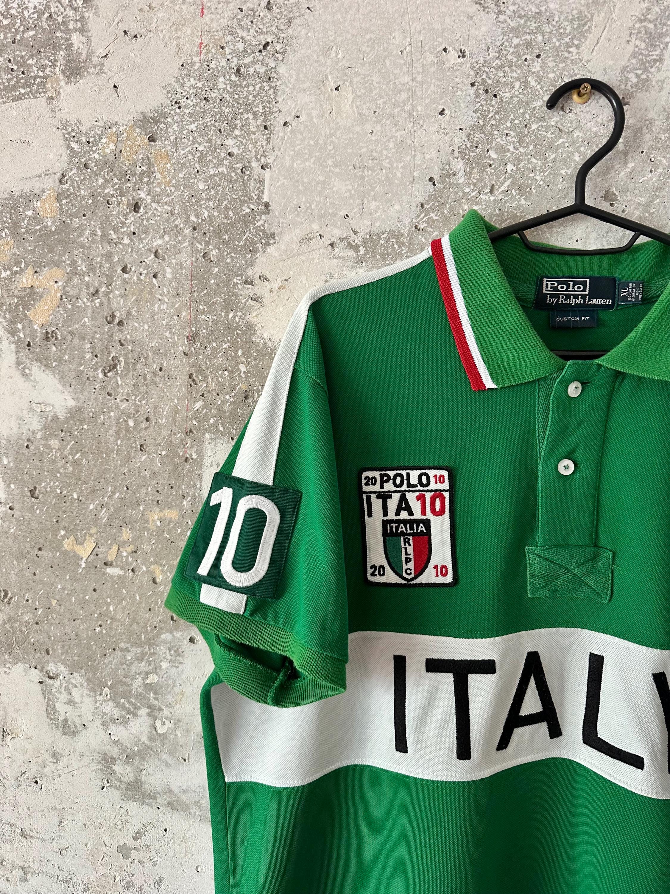 90S Vintage Polo Ralph Lauren Italy Green White Big Logo