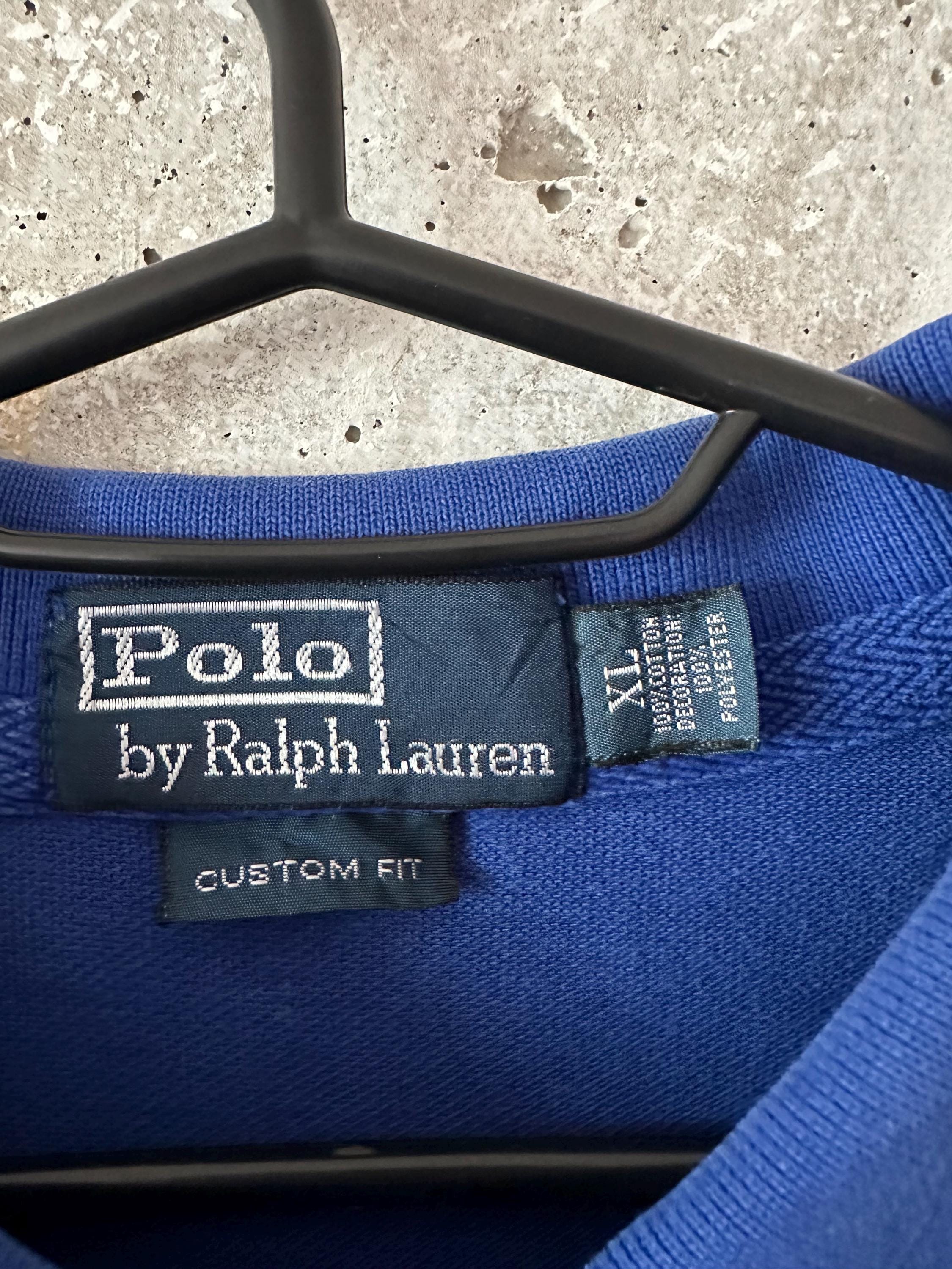 90S Vintage Polo Ralph Lauren Big Logo LXVII Pony Blue White T