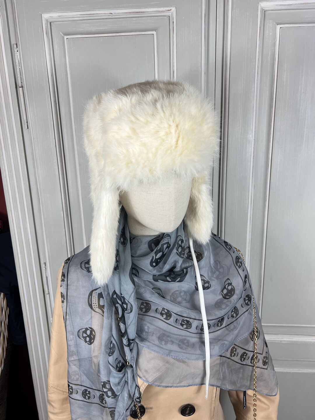 Vintage White Ushanka Rabbit Fur Fuzzy Distressed Hat Y2k Punk - Etsy