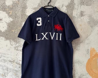 希少90s ralph lauren ラガーシャツ　swag flexwitme 希少 90s ラルフローレン ラガーシャツ太ボーダー スキーワッペン M