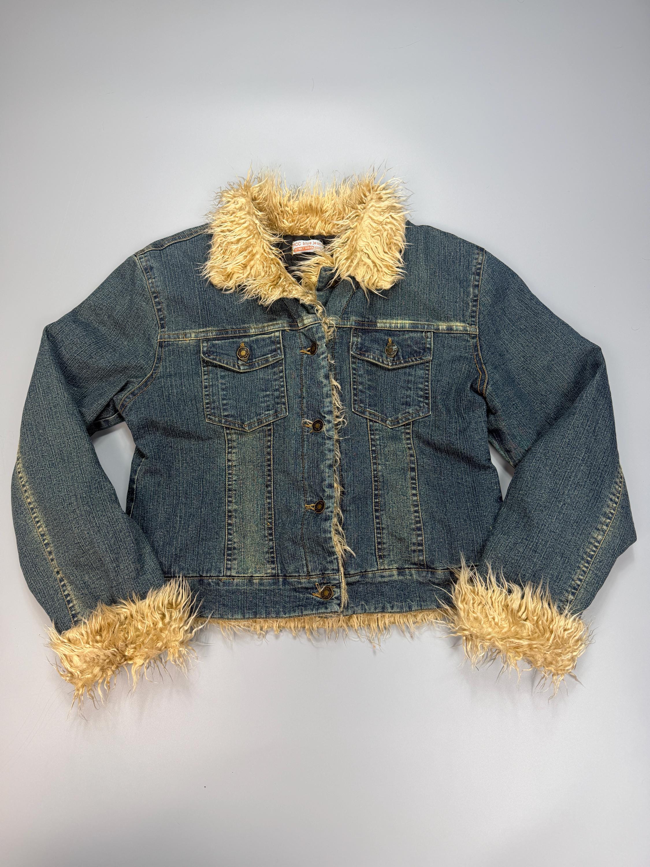 Denim Jacket Y2k Fur - Etsy