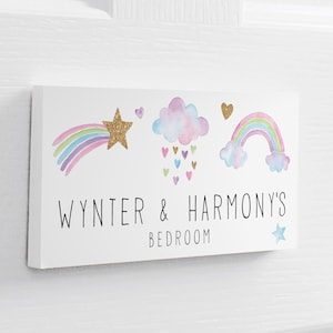 Pastell Regenbogen Kinder-Türschild: Kinder Namensschild Mädchen