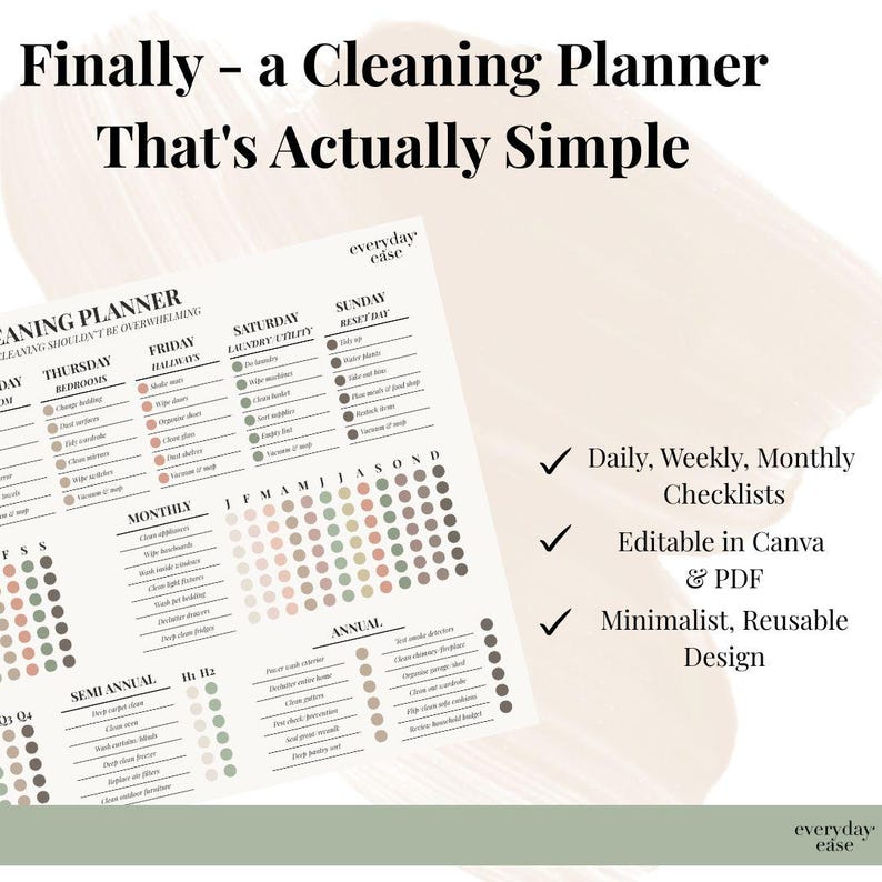 Clean Task Planner Design Editable Cleaning Planner: Minimalist Chore Chart (PDF Download, A4) - Etsy