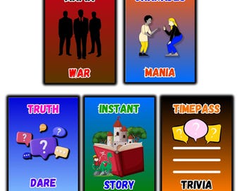 5-in-1 Party Games: 5 new family-friendly card games for 3-30 players, fun, travel-friendly, easy to learn, & the perfect gift!