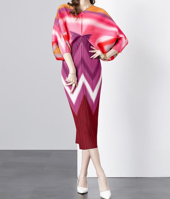 Original Quality Slim Printed Pleated Dress Original Quality Slim Printed Pleated Dress
