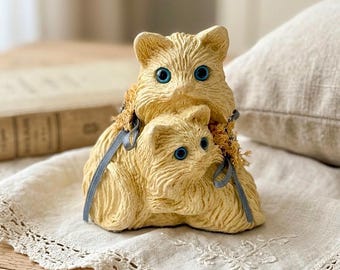 Vintage keramieken kittenbeeldje | Kitsch kattenliefhebber decor