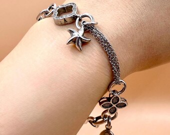 Sterling Silver Charm Bracelet | Fish, Starfish, Floral, Infinity Links