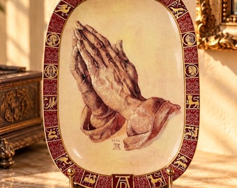 Albrecht Dürer Praying Hands Plate | Vintage Zodiac Celestial Collector Porcelain