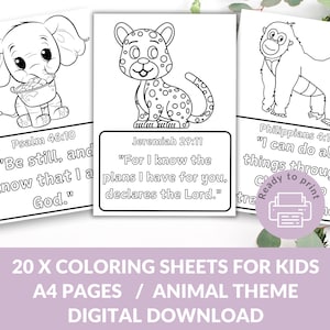 Children&#39;s Coloring Booklet, Sunday School Animal Activity Sheet, Homeschool Art pages, Pre-School Activity Sheets, Bible-Themed Worksheet