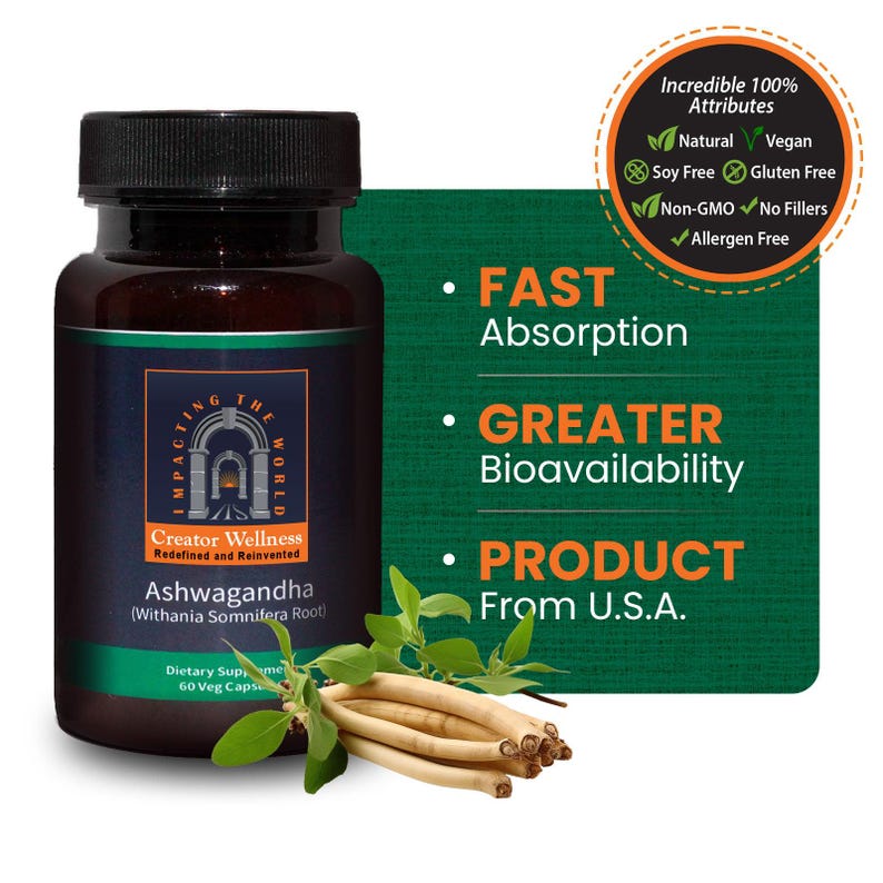 Ashwagandha - Withania Somnifera Root | 225mg Root Extract | 60 Capsules image 1