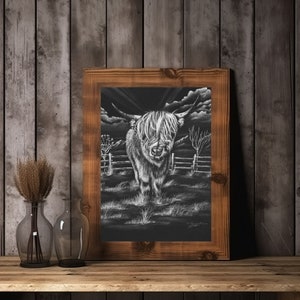 Mini Moo Steer Farm Animal Art Farmhouse Original Art Print