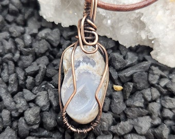 Copper Wire Wrapped Utah Mini Petite Geode Gemstone Pendant Necklace Handmade in the USA