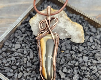 Rustic Copper Wire Wrapped Utah Wonderstone Gemstone Pendant Necklace Handmade in the USA
