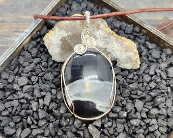 Wire Wrapped Mojave Gneiss Gemstone Pendant Necklace Handmade in the USA