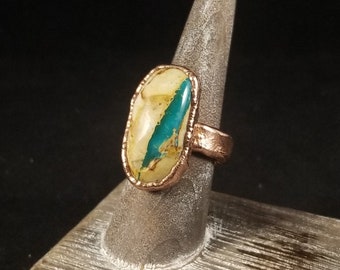 Nevada Roystone Turquoise Copper Electroformed Handmade Ring