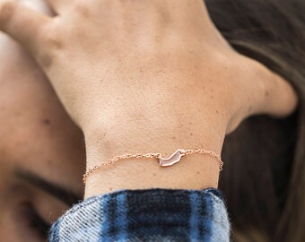Small State Bracelets, Multiple Silver Tiny State Charm with Hearts, Minnesota Bracelet, California Bracelet, Illinois Bracelet Rose Gold