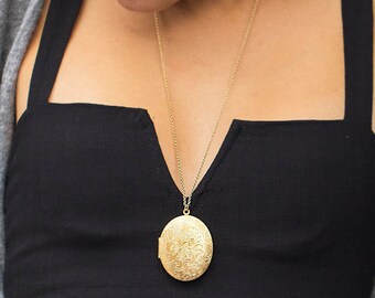 Huge Locket Necklaces for Women Floral 