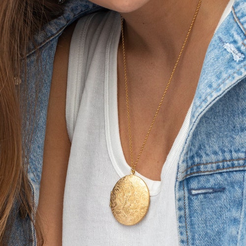 Huge Locket Necklaces for Women Floral 