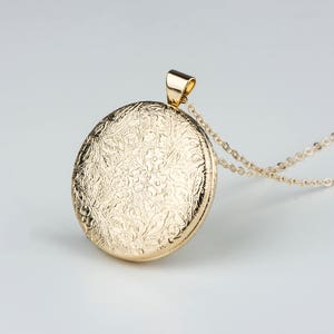 Gold Jewelry Locket Necklace, Gift for Women, Floral Rose Gold and Sterling Silver Necklace Options, Round Photo Jewelry Locket, Christmas