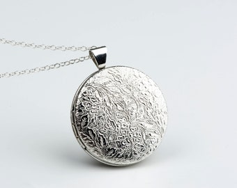 Silver Locket Sterling Chain, Jewelry Gifts for Women, Gold Necklace Locket, Circle Lockets, Classic Style Jewelry, Layered and Long