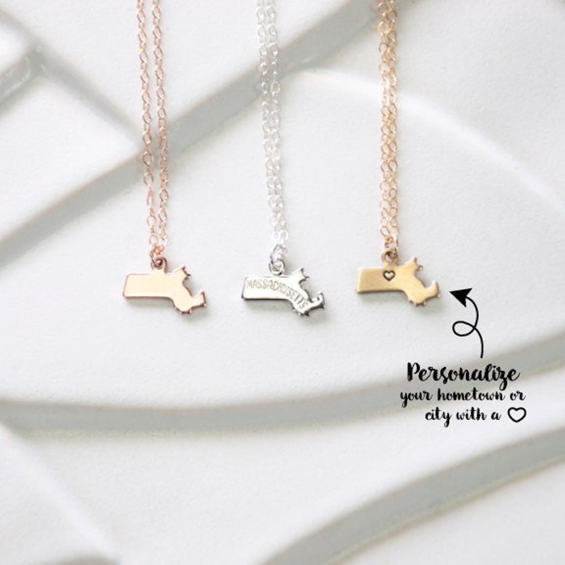 Gold Charm Necklace Massachusetts State State Charm Bracelet Etsy