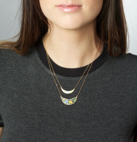 Vintage Modern Boho Bib Necklace Set, Short Neckl… - image 4