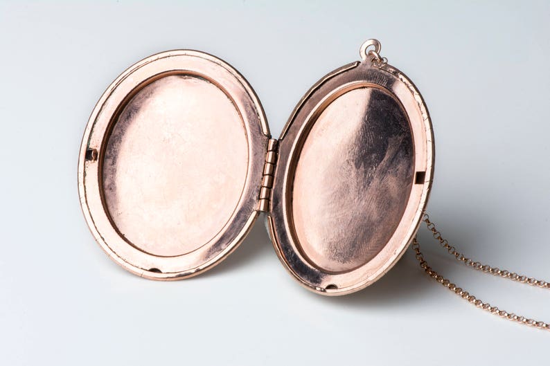 Huge Floral Design Rose Locket Necklace Oval Big Picture Etsy