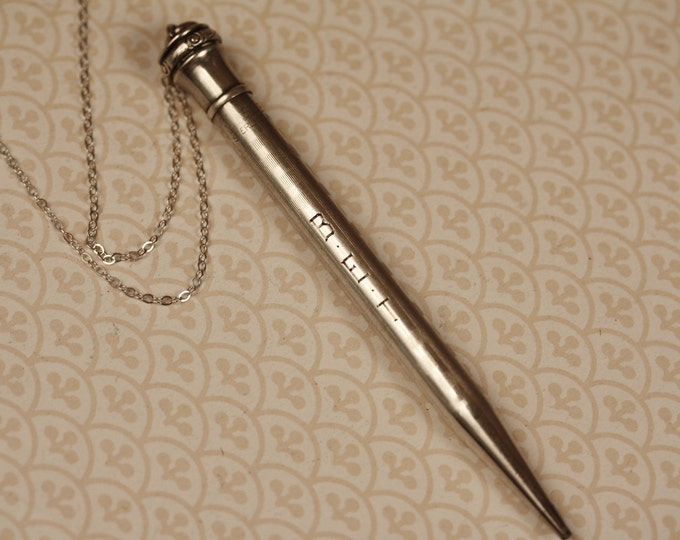 Sterling Silver Mechanical Pencil Necklace With Greek Etsy