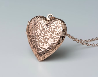 Women&#39;s Gift Jewelry Rose Heart Locket Necklace, Valentine&#39;s Gift for Girlfriend, Wife Birthday Gift Necklace for Mother, Heart Jewelry