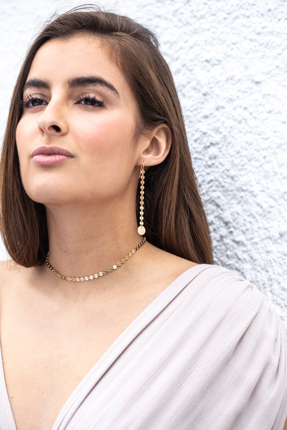 Sterling Silver Coins Choker Necklace, Silver Small Circle