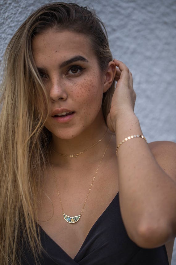 Vintage Modern Boho Bib Necklace Set, Short Neckl… - image 6