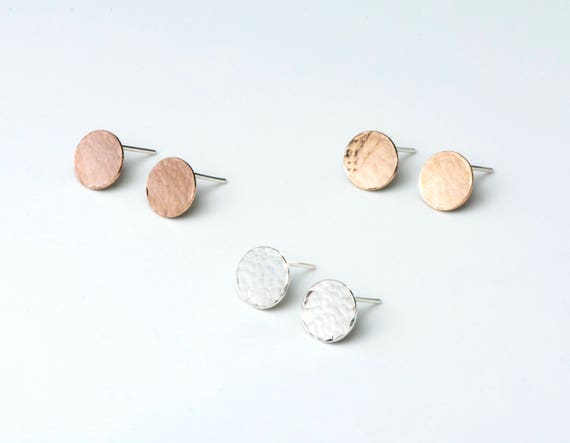 hammered disc stud earrings